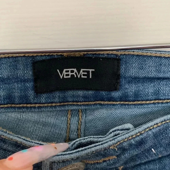 Vervet Rhinestone Denim Cut Off Shorts - Picture 5 of 7